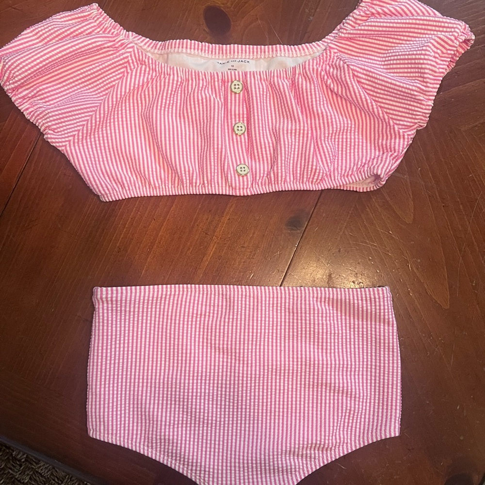 Janie and Jack Pink Striped Kids Swim Bikini
